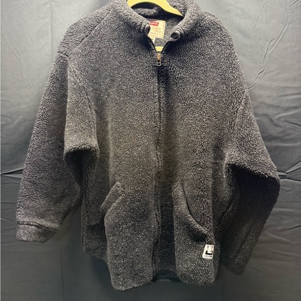 Levi's All-Over Sherpa Trucker Jacket Black MEN’S sz M Full Zip (11ap)